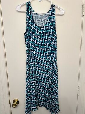 a.n.a Geometric Tank Dress in Teal and Navy